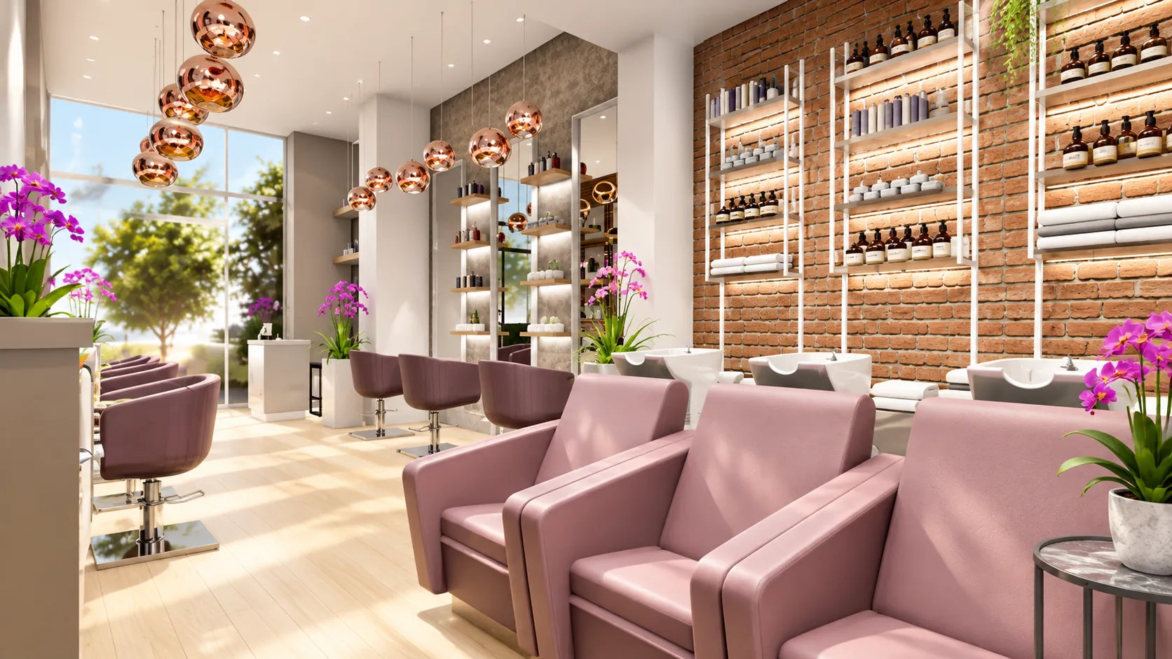 Vista ampia e luminosa del salone Adeline Coiffeur in Via Ugo De Carolis 89B